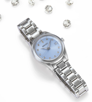 Lady's Steel Seiko Diamond Essentials Watch New SUR581