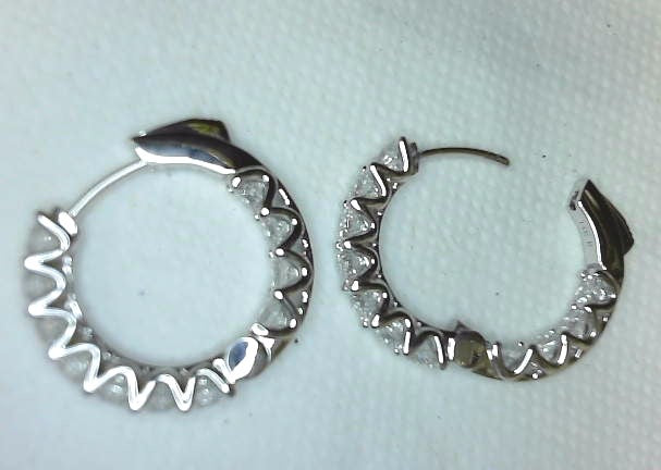 14K White Gold 3.77 cttw Lab Diamond Hoop Earrings, New