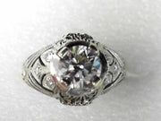 14k White Gold Antique Art Deco Diamond Ring 1.01ct SI-1 H