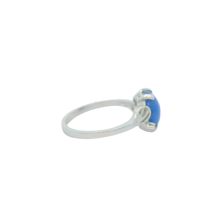 10k White Gold Blue Star Sapphire & Diamond Vintage Ring, Estate