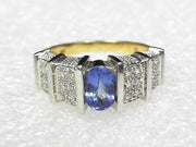 18k Two-Tone Gold Tanzanite & Diamond Vintage Ring, Estate