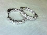 14K White Gold 3.77 cttw Lab Diamond Hoop Earrings, New