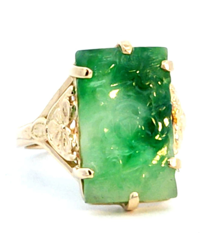 Gold Vintage Jade Ring Estate