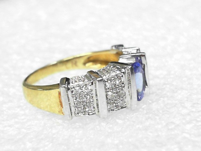 18k Two-Tone Gold Tanzanite & Diamond Vintage Ring, Estate