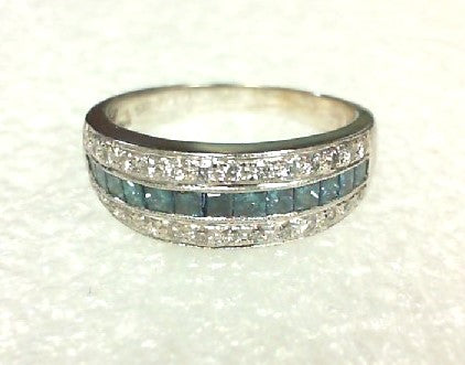 White Gold Blue/White  Diamond Ring, Estate