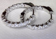 14K White Gold 2.11 cttw Lab Diamond Hoop Earrings, New