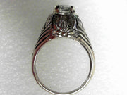 14k White Gold Antique Art Deco Diamond Ring 1.01ct SI-1 H