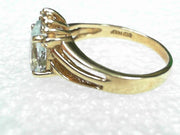 14k Yellow Gold Aquamarine & Diamond Vintage Ring, Estate