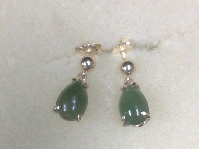 Gold Vintage Jade Earrings, Estate