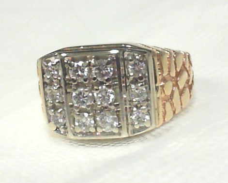 14k Two-Toned Mans Vintage Diamond Ring, Estate