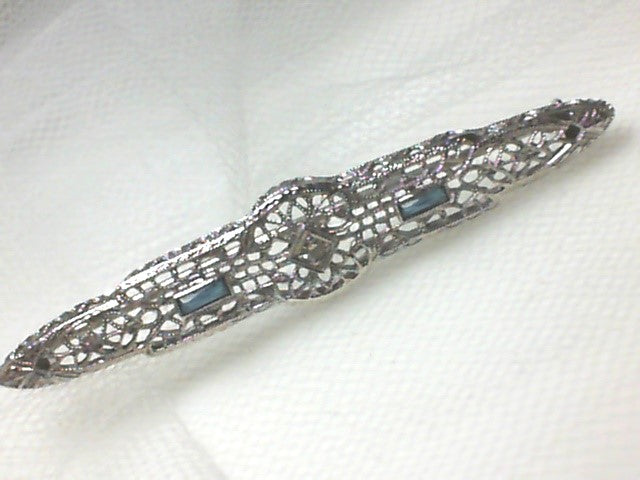 White Gold Antique Art Deco Brooch, Estate