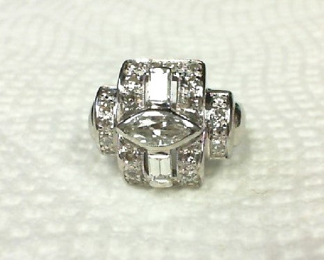 Platinum Art Deco Diamond Antique Ring, Estate